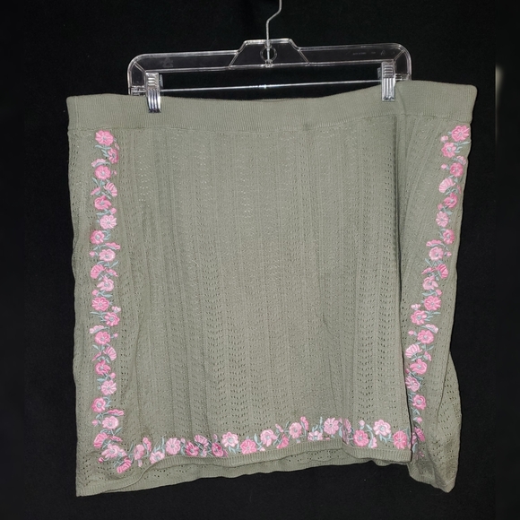 Sugar Thrillz Sage Green Floral Mini Skirt - Picture 1 of 2